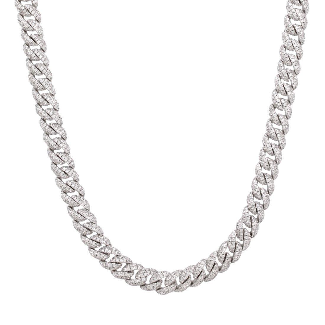 King Ice 10mm Iced Miami Cuban Link Chain - White Gold - WHITE GOLD